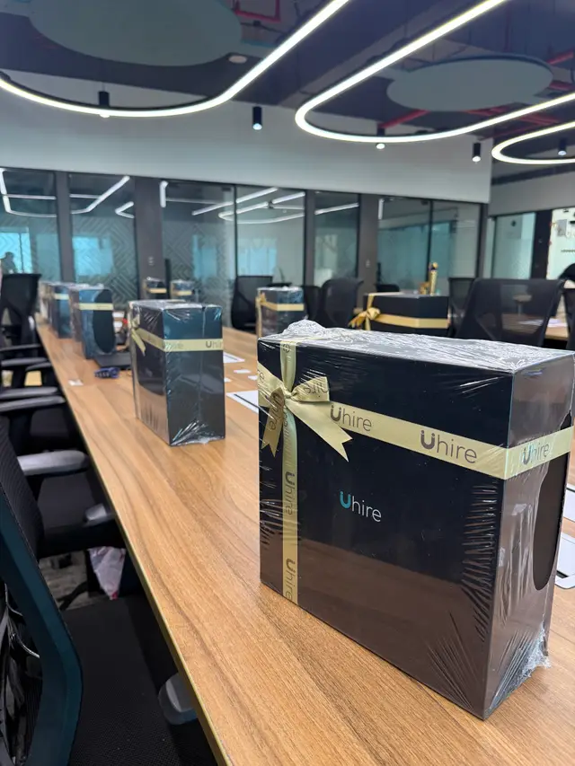 A festive gift box on every desk