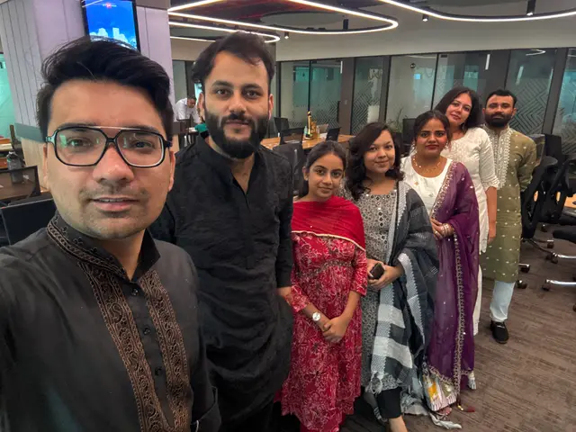 A team selfie at the office festive celebration