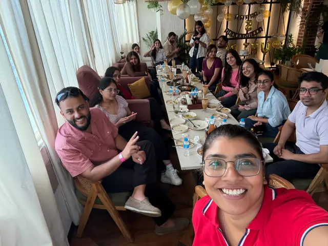 A selfie with the team at the anniversary lunch